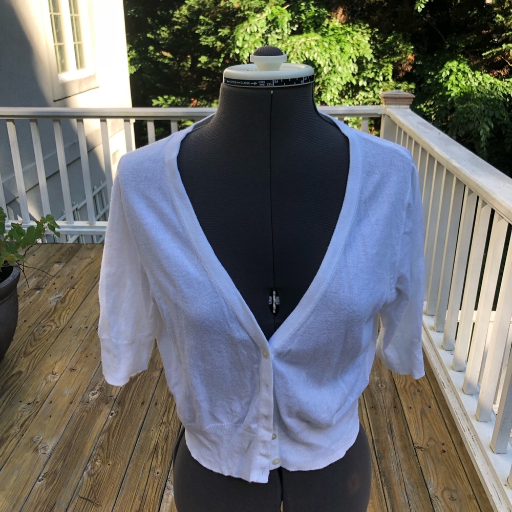 Cropped white cardigan